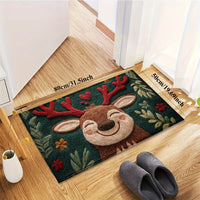 Fluffy Christmas Deer Microfiber Bath Mat - Quick-Dry & Absorbent