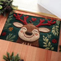Fluffy Christmas Deer Microfiber Bath Mat - Quick-Dry & Absorbent