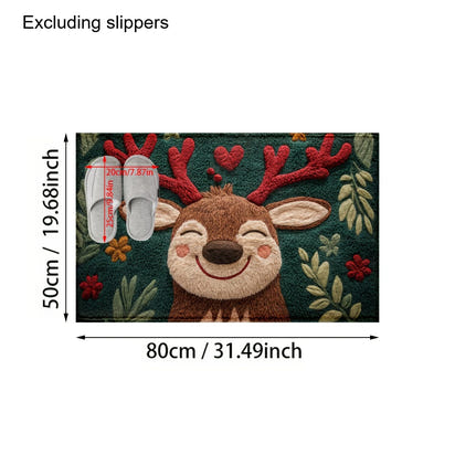 Fluffy Christmas Deer Microfiber Bath Mat - Quick-Dry & Absorbent